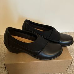 Clarks Slip On Loafer Brand New, With Box Size 6 The Most Comfortable Brand Shoes! Great For Business, Professional Style Or Jobs Where You Are On Your Feet All Day. Medium Width Slip-on Loafers For Office, Black Slip-on Loafers With Leather Footbed, Black Slip-on Calf Leather Loafers, Black Cushioned Slip-on Loafers, Black Slip-on Loafers With Removable Insole, Black Leather Loafers, Professional Style, Womens Clarks, Brand Shoes