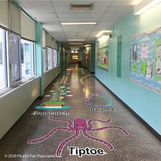 the hallway is decorated with an octopus theme