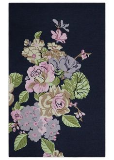 Colorful Rose Flower Dark Blue Flower Dark, Carpet Weaving, Colorful Area Rug, Colorful Roses, Big Rugs, Area Rug Sizes, Rose Flowers, Colorful Design, Wool Area Rug