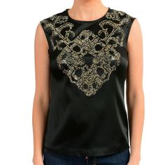 Versace Versus Women's Black Embellished Sleeveless Blouse Top Size S M L Xl Country/Region Of Manufacture: Bulgaria Retail Value: $495.00 This Is Authentic Versace Versus Women's Black Embellished Sleeveless Blouse Top Material: 79% Acetate 18% Viscosa 3% Elastane Sku: Kj-11436 Embellished Blouse, Blouse Top, Sleeveless Blouse, Bulgaria, Versace, Top Blouse, Womens Tops, Women's Top, Women Shopping