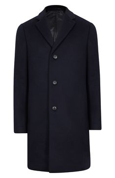 A soft and warm wool blend elevates a handsome overcoat with versatile appeal. 37" length (size Medium) Notched lapels 60% wool, 22% viscose, 18% nylon Dry clean Imported Classic Single Button Long Wool Coat, Classic Long Wool Coat With Single Button, Tailored Wool Coat With Concealed Placket For Semi-formal Occasions, Classic Single Button Wool Coat For Business, Classic Peacoat With Lapel Collar And Concealed Placket, Formal Wool Peacoat With Lapel Collar, Luxury Notch Lapel Single Button Outerwear, Luxury Single Button Outerwear With Notch Lapel, Classic Long Wool Coat With Hidden Buttons