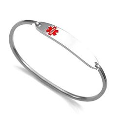 Stainless Steel Medical ID Bangle Bracelet-EMID1220 Modern Hypoallergenic Surgical Steel Jewelry, Adjustable Hypoallergenic Surgical Steel Jewelry, Hypoallergenic Adjustable Surgical Steel Jewelry, Medical Alert Symbol, Medical Alert, Bangle Bracelet, Phone Numbers, Bangle Bracelets, Bangles