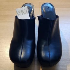 Formal Synthetic Clogs, High Heel Platform Mules For Workwear, Formal Platform Clogs, Formal Mules With Reinforced Wedge Heel, Formal Black Clogs With Padded Heel, Black Formal Clogs With Padded Heel, Zara Casual High Heel Mules, Zara High Heel Casual Mules, Black High Heel Clogs For Work