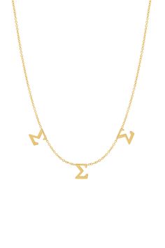 Celebrate sisterhood and commemorate an unforgettable time of your life. Designed in our original Spaced Letter style, BYCHARI is the first to do sorority necklaces in this super chic and special way. Rush to get yours, or give a sentimental gift to pledge your love to someone close to you. Always better when wearing your letters! Click here to add a diamond to your custom necklace! Made to order. Will require 3-4 weeks to produce. Classic Necklace For Personalized Gift, Custom Initials Necklace For Anniversary, Custom Anniversary Necklace With Initials, Charms Name Necklace For Anniversary, Personalized Sorority Jewelry Gift, Sigma Sigma Sigma, Scorpio Gifts, Sagittarius Gifts, Virgo Gifts