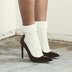 Frilly Socks And Heels, Sock Heels, Graduation Heels, Heels And Socks, Frilly Socks, Heels Outfits, Patent Shoes