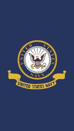 the united states navy logo on a blue background