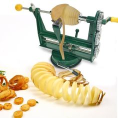 a potato peeler is being used to slice potatoes