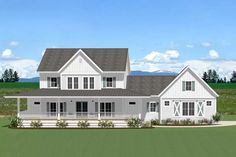 this is an artist's rendering of the farmhouse style house plans for your home