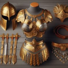 an assortment of costume and accessories on display