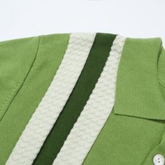 Green Cotton Polo Sweater For Winter, Green Cotton Knitted Tops, Green Knitted Cotton Tops, Retro Cotton Sweater With Knit Fabrication, Retro Cotton Knit Sweater, Fitted Cotton Jacquard Knit Sweater, Green Cotton Jacquard Knit Sweater, Green Textured Knit Cotton Tops, Retro Green Cotton Sweater