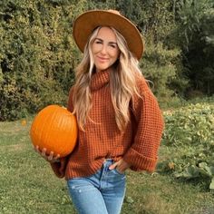 Never Worn! One Size, Super Thick Material And So Cute For Fall! Oversized Fit Burnt Orange Sweater Outfit, Mustard Sweaters, Orange Sweater Outfit, Chunky Sweater Outfit, Fall Pics, Burnt Orange Sweater, Fall 2024 Fashion, Sweater Outfits Fall, Mustard Sweater