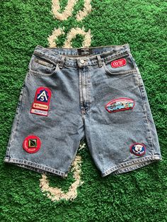 vintage patchwork denim shorts Cheap Casual Patchwork Shorts, Patchwork Denim, Work Shorts, Vintage Patches, Vintage Patchwork, Patch Work, Denim Patchwork, Short Outfits, Denim Shorts