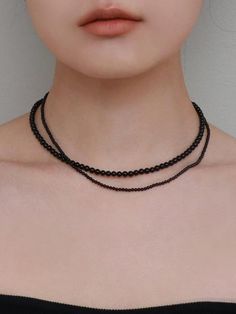 Editor's NoteEnjoy Less is more's jewelry pieces that will make your outfit pop.- Black onyx necklace- Modern and trendy mood- Good to layer with other items- Daily point item*Price varies by option.Measurements (in.)- Length: 17.32 in. (15.35 in. + 1.97 in.)- Ball: 0.08 in. Composition & Care- Silver925, Gemstone- Avoid direct heat and moisture- Wipe off moisture and stains with a dry clothDesigner- by Less is more Simple Black Necklace, Trendy Black Double Chain Jewelry, Minimalist Black Double Chain Necklace, Trendy Black Jewelry With Double Chain, Elegant Black Layered Necklace As Gift, Elegant Black Layered Necklace For Gift, Black Double Strand Necklace With Beads, Black Double Strand Necklace With Black Beads, Trendy Black Double Chain Necklace