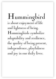 the poem hummingbird is about enjoyment of life and lightness of being