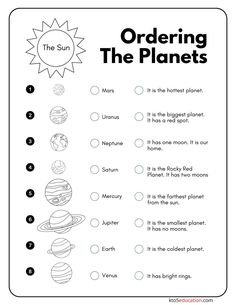 the solar system worksheet for kids to learn how to read and understand planets