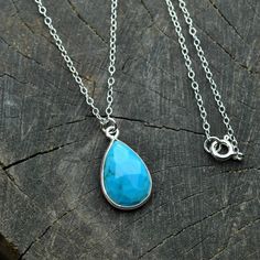 Turquoise Necklace Sterling Silver Genuine Turquoise Drop - Etsy Greece Sterling Silver Teardrop Turquoise Necklace For Gifts, Dainty Blue Turquoise Necklace In Sterling Silver, Dainty Blue Sterling Silver Turquoise Necklace, Pendant For Women, Jade Jewelry, Genuine Turquoise, Emerald Jewelry, Turquoise Pendant, Necklace Sterling Silver