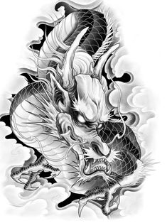 Tato Phoenix, Dragon Tattoo Stencil, Black Dragon Tattoo, 2024 Dragon, Dragon Tattoo Drawing, Dragon Head Tattoo, Dragon Tattoo Sketch, Animal Sleeve, Tattoo Japanese Style