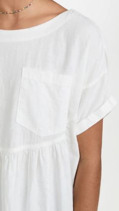 Free People Moon City Top | Shopbop Short Sleeve Linen Tops For Daywear, Linen Short Sleeve Tops For Daywear, Summer Linen Tops With Patch Pockets, Linen Summer Tops With Patch Pockets, Linen Tops With Patch Pockets For Summer, Linen Tops With Rolled Short Sleeves, Short Sleeve Linen Dress With Pockets For Work, White Linen Short Sleeve Dress For Work, Workwear Linen Dress With Side Pockets