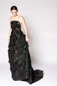 Her Trove - Laser cut floral lace gown