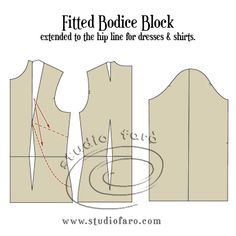 the front and back view of a fitted boice block sewing pattern