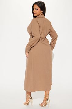 Available In Wine And Mocha. Button Down Midi Shirt Dress Collar neckline Long sleeves Button front Cinched waist 100% Polyester Imported | Ophelia Button Down Midi Shirt Dress in Mocha size Medium by Fashion Nova Dress Collar, Midi Shirt Dress, Cinched Waist, Collar Dress, Mocha, Fashion Nova, Button Downs, Shirt Dress, Long Sleeves