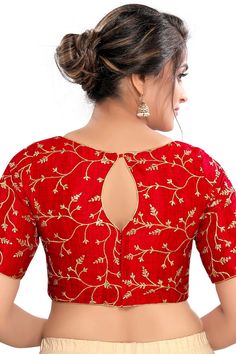 Product Features: Color: Red Fabric: Art Silk Work: Embroidered Sleeves: Half Sleeve Style: Boat Neck Closure: Back Open Occasion: Partywear Disclaimer: There will be slight difference in digital to actual image Embroidered Saree Blouse, Western Skirts, Brocade Blouses, Sequin Blouse, Embroidered Saree, High Neck Blouse, Embroidered Sleeves, Dupion Silk, Readymade Blouse