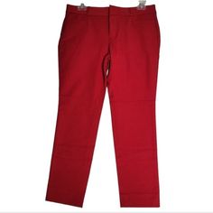 Banana Republic , Red, Slim Ankle, Mid Rise Slacks Pants. Great For Christmas ! Size: 6 Petite Waist: 16" Flat Rise: 8.5" Long Inseam: 26" Long Leg Opening : 6.25" Flat Style: Sloan No Pockets At The Back Front Pockets Are Sawn Shot New With Tags Item # B32- 0231-2 15- 14-12-2 Casual Red Straight Leg Dress Pants, Red Trousers With Pockets, Casual Red Dress Pants With Pockets, Classic Red Bottoms For Business Casual, Red Dress Pants With Pockets For Spring, Red Straight Leg Dress Pants For Spring, Casual Red Dress Pants For Work, Red Straight Dress Pants For Work, Red Wide Leg Bottoms For Business Casual