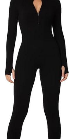 Price:$30.59 - $35.99 Click on the title to buy jumpsuit. Benefit from the added comfort and style of thumbhole sleeves jumpsuit, keeping your hands partially covered and sleeves securely in place. Merging the best of two worlds, this one piece jumpsuits for women boasts a fitting legging style, ensuring a snug yet flexible wear. This post contains an Affiliate link. Long Sleeve Jumpsuits, Legging Fits, Two Worlds, Yoga Workout, Thumb Holes, Leggings Fashion