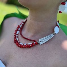 ✨ RED AGATE NECKLACE ✨ Elevate your style with this stunning 🔴 red natural stone necklace! Handcrafted with love, it features a captivating coral pendant that adds a touch of elegance to any outfit. 💎💃 Indulge in the beauty of nature with this trendy and stylish jewelry piece for women. 🌿💫 The combination of the vibrant red stone and the intricate detailing creates a mesmerizing effect that is sure to turn heads wherever you go. 💥👀 🎁✨ Looking for the perfect birthday gift or a special surprise for your mom? This exquisite necklace makes an ideal present that will be cherished for years to come. Show your love and appreciation with this timeless piece. 🎉💝 ⭐🌟 Stand out from the crowd and embrace your unique style with this eye-catching red pendant necklace. It's not just a fashion Red Long Necklace Jewelry For Gifts, Red Agate Jewelry With Natural Stones, Red Beaded Necklaces With Natural Stones For Gift, Elegant Red Crystal Necklaces With Natural Stones, Red Coral Pendant Necklace, Red Agate Gemstone Necklace, Elegant Red Crystal Necklace With Natural Stones, Red Long Necklace For Gift, Red Necklaces With Natural Stone Round Beads