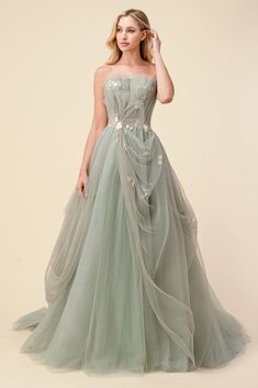 Hogwarts Yule Ball Dresses, Sage Green Wedding Dress, Yule Ball Outfits, Modest Prom Gowns, Green Wedding Dress, Andrea And Leo, Tulle Bridesmaid, Princess Fashion, Yule Ball