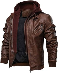 Fast Shipping Quality Product Great Support HOOD CREW Men’s Casual Stand Collar PU Faux Leather Zip-Up Motorcycle Bomber Jacket with a Removable Hood Pu Faux Leather Hand Wash Only 【WATER & WIND RESISTANT】Finished with eco-friendly faux leather, it keeps you protected anytime you’re out on the move and safe from the rain and snow. Ribbed cuffs and hem traps warmth inside while keeping out chilly wind and providing a secure fit. 【ADDED CONVENIENCE】Stand collar with a removable hoodallows you to play with different styles while the full zip front closure makes it easy to put on or take off. 【MULTIPURPOSE POCKETS】The jacket features side pockets for warming hands up, two decorated zippered pockets and one flap pocket on the chest for carrying wallet, name card, phone and such. 【SUFFICIENT VEN Imam Hussain, Name Card, Leather Jacket Men, Leather Jackets, Stylish Men, Ants, Flap Pocket, Zip Up, Stand Collar