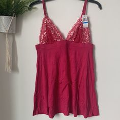 Nwt Jezebel Magenta Pink Lace Lingerie Chemise. Brand New With Tags From Kohls. No Flaws. Gorgeous Magenta Pink With Gold Lace Accents Cups Mildly See Through Adjustable Straps Hook And Eye Adjustable Closure Size Xl *Please Note That The Stock Photo Is Of The Same Item, But A Different Color. The Actual Color Of The Garment Is Pink, But Is No Longer Manufactured. Happy To Provide Measurements Or Additional Photos! *T531 Pink Stretch Camisole For Loungewear, Pink Cami Sleepwear With Built-in Bra, Feminine Pink Camisole For Night, Pink Stretch Camisole Sleepwear, Pink Feminine Camisole For Bedtime, Feminine Pink Camisole For Bedtime, Pink Cami Sleepwear For Night, Pink Camisole For Loungewear, Pink Camisole For Nightwear