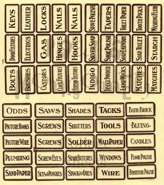 an old book page with some type of labels on the front and back pages in brown ink