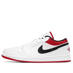 The Air Jordan 1 Low 'White University Red' is a timeless classic, inspired by the original 1985 design. Its simple and elegant silhouette is perfect for everyday casual activities. The white upper is complemented by University Red and Black accents, all sitting atop a rubber sole. This sneaker is a perfect combination of classic style and modern innovation, making it a must-have for any sneaker enthusiast. (AJ1/SNKR/Retro/Men's/Low Top/Non-Slip/Basketball) Classic White Sneakers With Red Sole, Classic White Sneakers For Streetwear, Classic Summit White Sneakers For Streetwear, Casual Sneakers With Red Accents For Streetwear, Air Jordan 1 Low White, Low Air Jordan 1, Retro Men, Air Jordan 1 Low, Jordan 1 Low