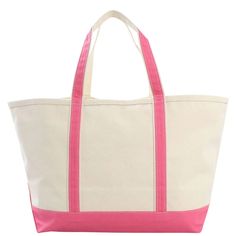 Our most popular and biggest beach bag, the Large Boat Tote is your go-to seaside tote bag. Ideal for toting a lot of stuff for you or your whole family, this bag's roomy interior is sure to make it a fast favorite among trips to the beach, park, or really anywhere given its classic design. Featuring coral or navy contrasting trim and top zip closure, this bag also includes a nice outer pocket for easy access to smaller items such as a phone. It's not "just" a beach bag - It's an everything bag! Large Capacity Pink Canvas Bag, Large Capacity Canvas Tote Bag For Beach Season, Large Capacity Canvas Tote For Beach Season, Large Capacity Cotton Bag For Beach Season, Large Canvas Beach Bag For Shopping, Pink Canvas Beach Bag For Summer, Pink Canvas Beach Bag, Pink Cotton Vacation Bags, Pink Cotton Beach Bag