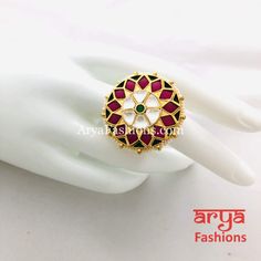 Kundan Jadau Ring/ Rajwadi Statement Ring White Stone Work Wedding Gift, Spiritual Ruby Rings For Weddings, Spiritual Ruby Wedding Rings, Temple Jewelry Style Ruby Wedding Ring, White Temple Jewelry Toe Ring, Traditional Ruby Rings For Wedding, Wedding Temple Jewelry Ruby Ring, Traditional Ruby Wedding Rings, Multicolor Ruby Wedding Ring