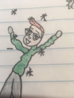 a drawing of a person with arms outstretched