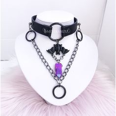 Gothic Chain Choker For Concerts, Edgy Halloween Choker As A Gift, Adjustable Black Fantasy Choker, Adjustable Gothic Necklace For Cosplay, Grunge Choker For Cosplay, Grunge Style Choker For Cosplay, Edgy Halloween Choker Necklace, Gothic Choker Necklaces For Cosplay, Fantasy Halloween Choker Necklace