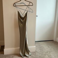 H&M Cowl Neck Silk Dress Never Worn Sage Green Elegant H&m Maxi Dress For Date Night, Elegant H&m Wedding Dress, H&m Spring Evening Maxi Dress, H&m Evening Maxi Dress For Spring, Elegant H&m Maxi Dress For Party, H&m Summer Wedding Dress, Elegant H&m Evening Midi Dress, Elegant Evening Midi Dress By H&m, Fitted Maxi Length H&m Dress