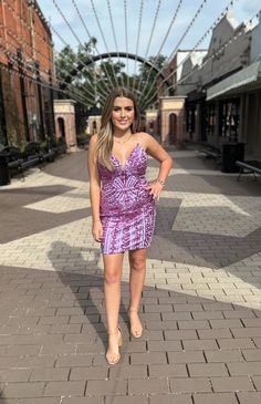 Kenza Sequin Embellished Dress-Semi Formal Dresses-Noxanabel-Shop with Bloom West Boutique Fitted Lavender Sequined Dress, Purple Dresses With Contrast Sequin For Spring, Spring Purple Dresses With Contrast Sequin, Purple Sequin Dress For Prom Season, Purple Sequin Dress For Prom, Glamorous Lavender Dresses, Purple V-neck Homecoming Dress, Purple Sequin Mini Dress For Homecoming, Purple Sleeveless Dress With Contrast Sequin