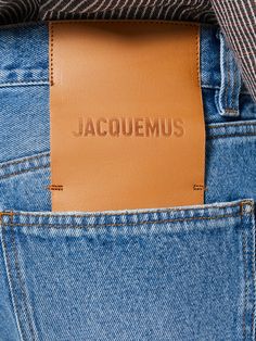 Le De Nîmes Droit Jeans. Featuring a mid-rise fit, washed indigo denim and straight legs. Denim Leather Patch, Branding Design Packaging Clothing, Denim Details Jeans, Jeans Label Design, Jeans Packaging, Wash Jeans Outfit, Jeans Branding, Cuban Shirts, Tag Jeans