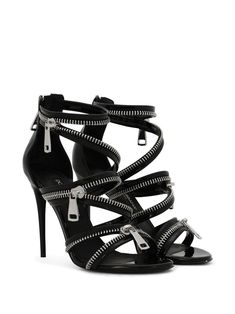 Dolce & Gabbana 105mm zip-detail Sandals - Farfetch Sculptural Fashion, Dolce Gabbana Shoes, Boot Jewelry, Madden Girl, Black Sandals, Women's Shoes Sandals, Fashion Item, Calf Leather, Women Clothing