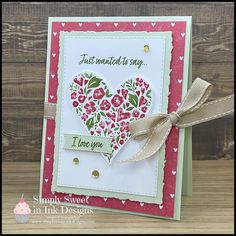 a card made with stampin's heart punch dies