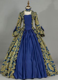 Renaissance Colonial Antique Floral Brocade Dress Vintage Victorian Era Historical Period Ball Gown Reenactment Theater Clothing 1800 Dresses, Ball Gowns Victorian, Historic Dresses, Gothic Victorian Dresses, Victorian Era Dresses, Colonial Dress, Full Sleeves Dress, Victorian Dresses, Period Dress