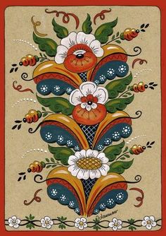 an ornate painting with flowers and bees on the bottom, surrounded by other decorative elements