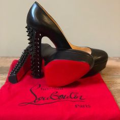 Brand New, Never Worn. Purchased From Christian Louboutin Store At Las Vegas Palazzo A Few Years Ago. No Longer Available In Stores! Do Not Have The Box, But Still Have The Dust Bags. Elegant Fitted Heels With Spikes, Studded High Heels For Formal Occasions, Leather Heels With Spikes For Evening, Designer Studded Heels For Night Out, Designer High Heel Shoes With Studs, Black Studded Heels For Formal Occasions, Designer Studded High Heels, Studded Fitted Heels For Formal Occasions, Formal Studded Heels With Round Toe