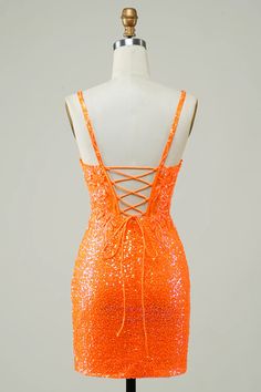 Glitter Orange Tight Homecoming Dress with Beaded Tight Homecoming Dress, Sequin Homecoming Dress, Corset Lace, Evening Dresses Cocktail, Shorts With Tights, Wedding Bridesmaid Dresses, Homecoming Dress, Guinea Bissau, Cocktail Dress Party