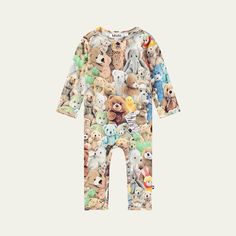 Molo "Fenez" coverall with a stuffed animals motif Round neckline; snap closures  Long sleeves Snaps through legs Organic cotton/elastane Imported Long Sleeve Onesie With Cartoon Print For Playtime, Playful Long Sleeve Jumpsuits And Rompers For Playtime, Multicolor Cartoon Print Onesie For Playwear, Playful Multicolor Cartoon Print Onesie, Cute Cartoon Print Jumpsuits And Rompers For Playtime, Playful Long Sleeve Jumpsuits And Rompers For Playwear, Playful Multicolor Bodysuit For Playtime, Casual Cartoon Print Jumpsuits And Rompers For Playtime, Playful Multicolor Character Print Onesie