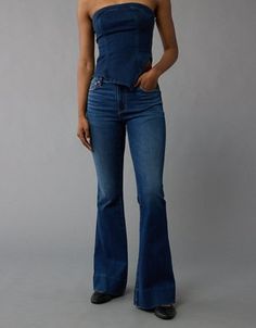 A body-hugging, leg-lengthening fit with a high rise & flared leg. Trendy Fitted Full Length Flare Jeans, Trendy Fitted Flare Bottoms, Chic Fitted Bottoms With Flared Hem, Casual Fitted Flare Jeans With Flared Hem, Fitted Flares With Flared Hem For Workwear, Chic Fitted Wide Leg Flare Jeans, Fitted Bottoms With Flared Hem For Fall, Casual Flare Jeans With Flared Hem, Casual Fitted Flare Jeans