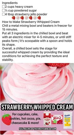 strawberry whipped cream recipe with instructions for making it